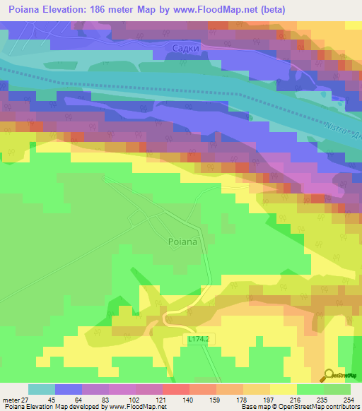 Poiana,Moldova Elevation Map