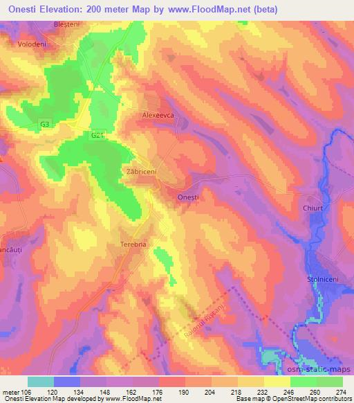 Onesti,Moldova Elevation Map