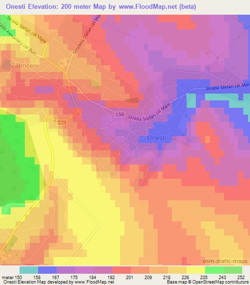 Onesti,Moldova Elevation Map