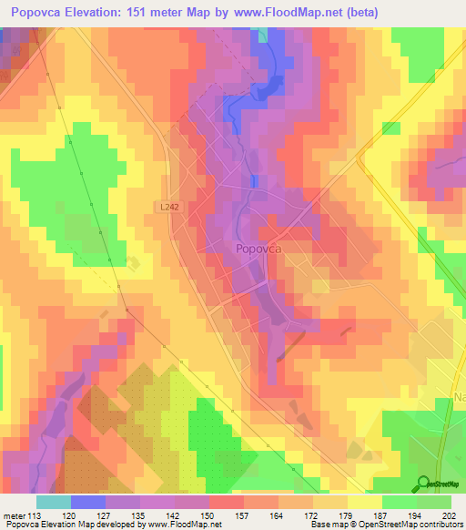 Popovca,Moldova Elevation Map