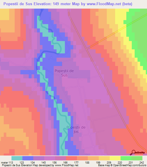 Popestii de Sus,Moldova Elevation Map