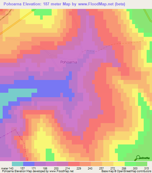 Pohoarna,Moldova Elevation Map