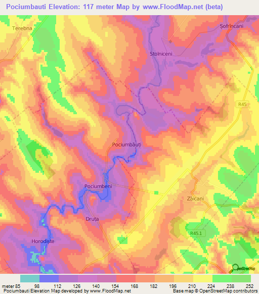 Pociumbauti,Moldova Elevation Map