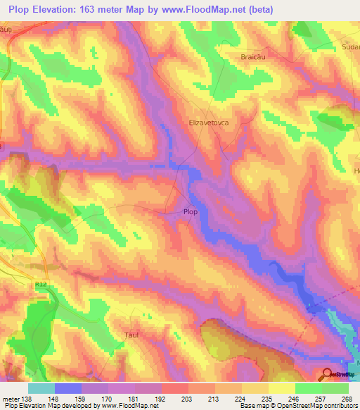 Plop,Moldova Elevation Map