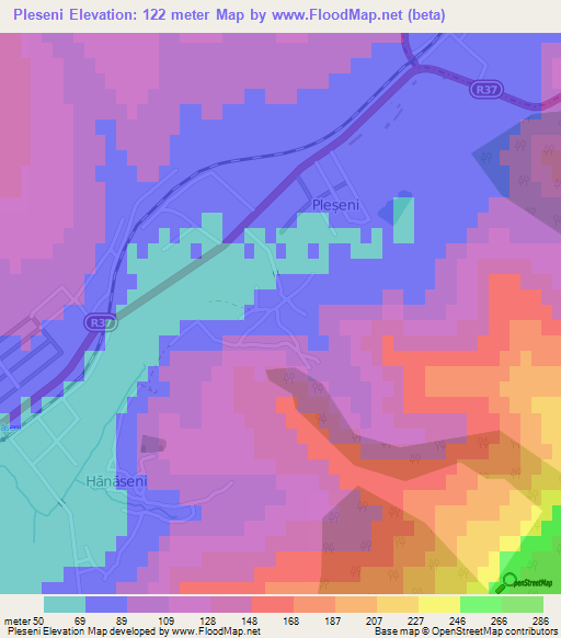 Pleseni,Moldova Elevation Map