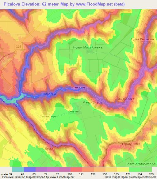 Picalova,Moldova Elevation Map