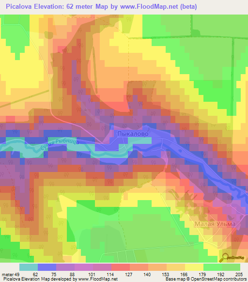 Picalova,Moldova Elevation Map