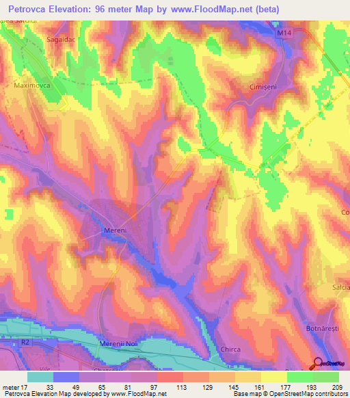 Petrovca,Moldova Elevation Map