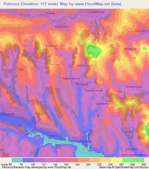 Petrovca,Moldova Elevation Map