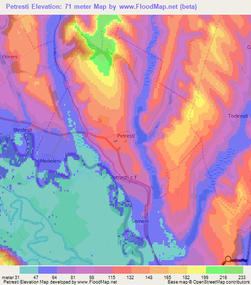 Petresti,Moldova Elevation Map