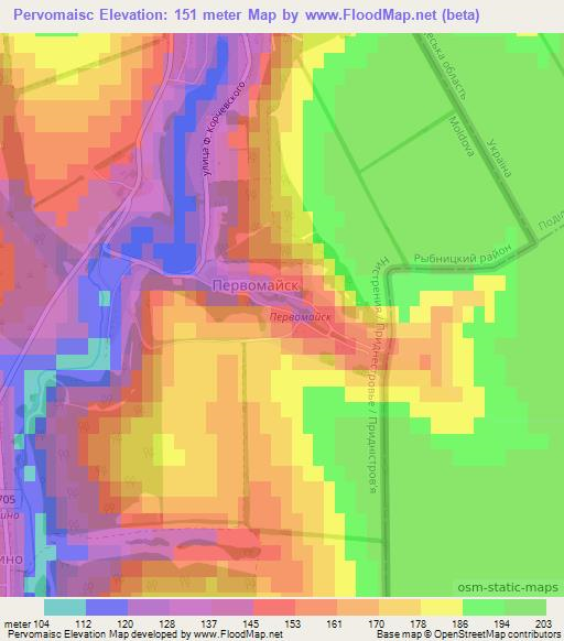 Pervomaisc,Moldova Elevation Map