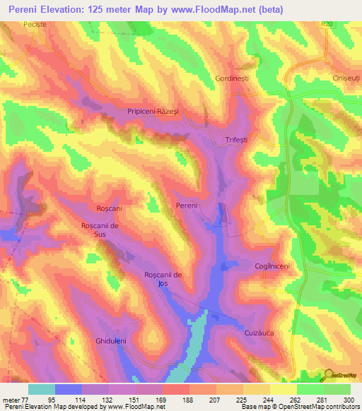 Pereni,Moldova Elevation Map