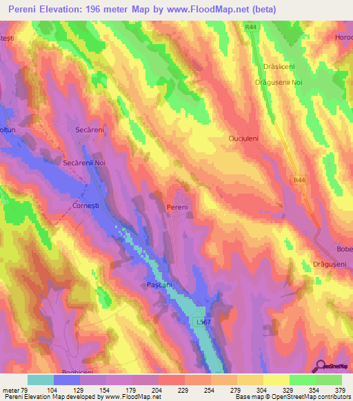 Pereni,Moldova Elevation Map