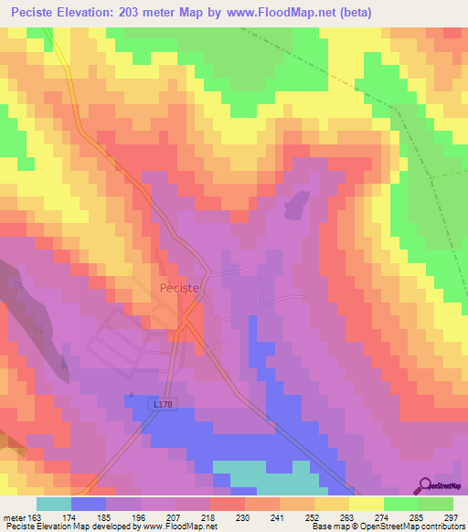 Peciste,Moldova Elevation Map