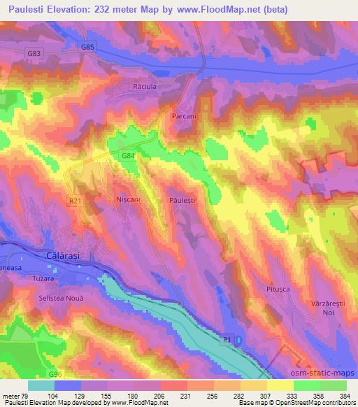 Paulesti,Moldova Elevation Map