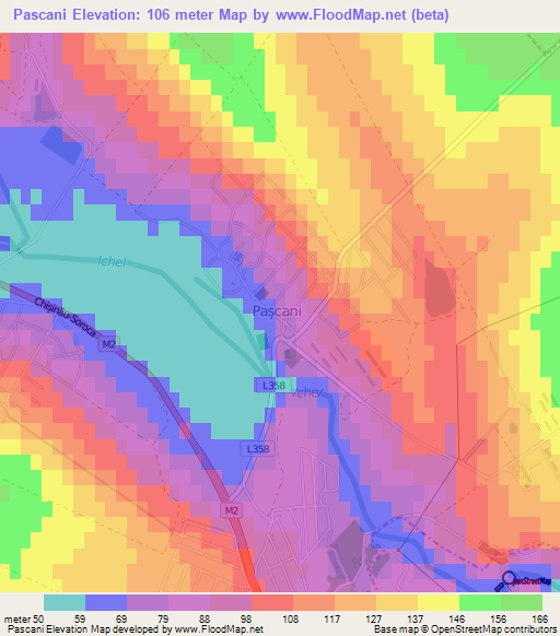 Pascani,Moldova Elevation Map