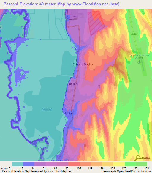 Pascani,Moldova Elevation Map