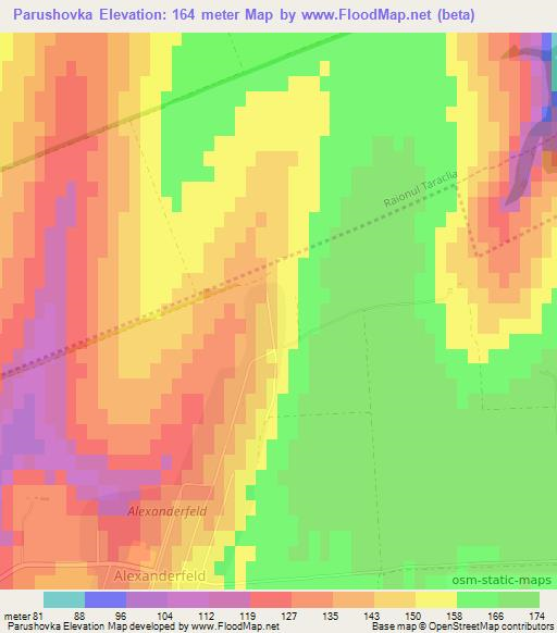 Parushovka,Moldova Elevation Map