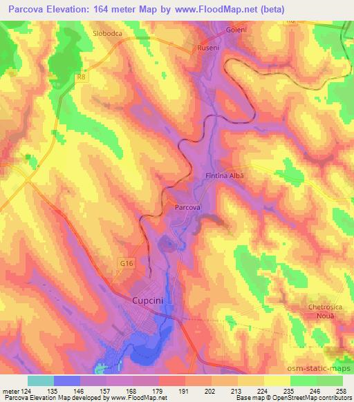 Parcova,Moldova Elevation Map