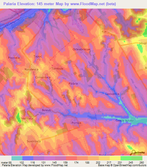 Palaria,Moldova Elevation Map