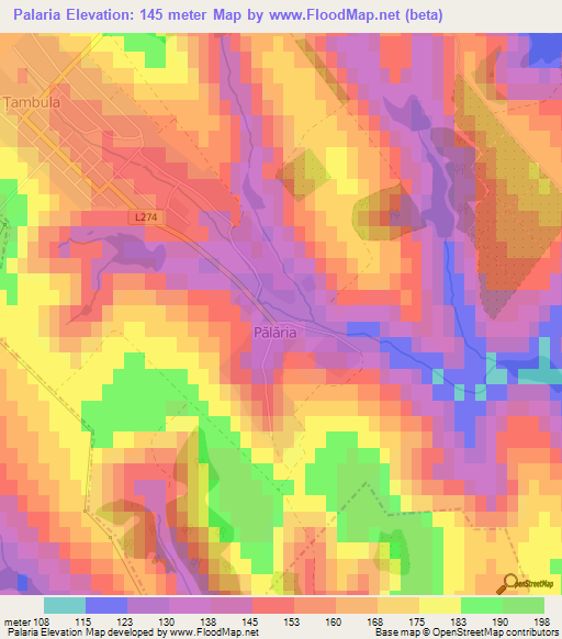 Palaria,Moldova Elevation Map