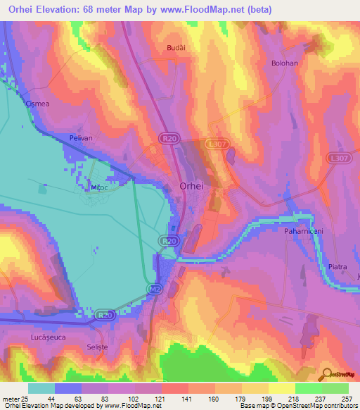 Orhei,Moldova Elevation Map