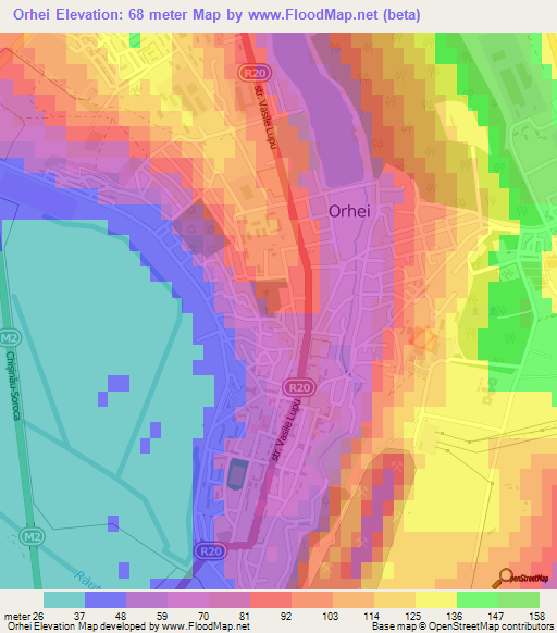 Orhei,Moldova Elevation Map