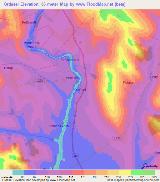 Ordasei,Moldova Elevation Map