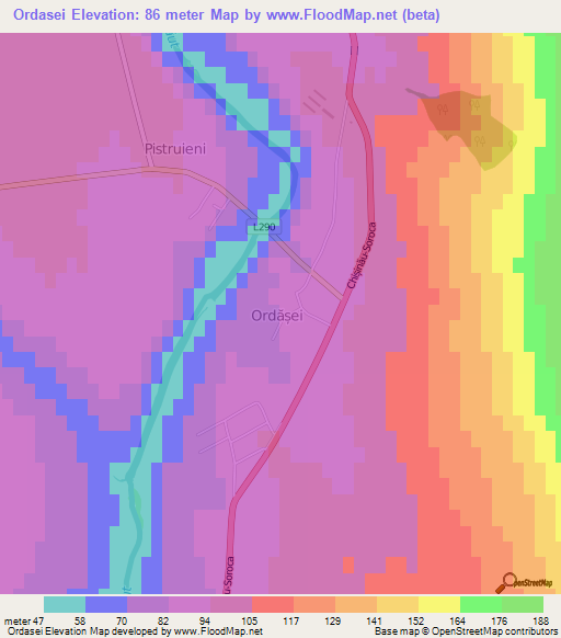 Ordasei,Moldova Elevation Map