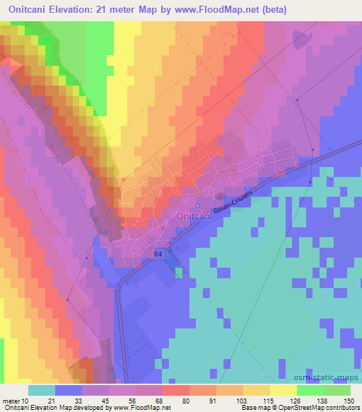 Onitcani,Moldova Elevation Map