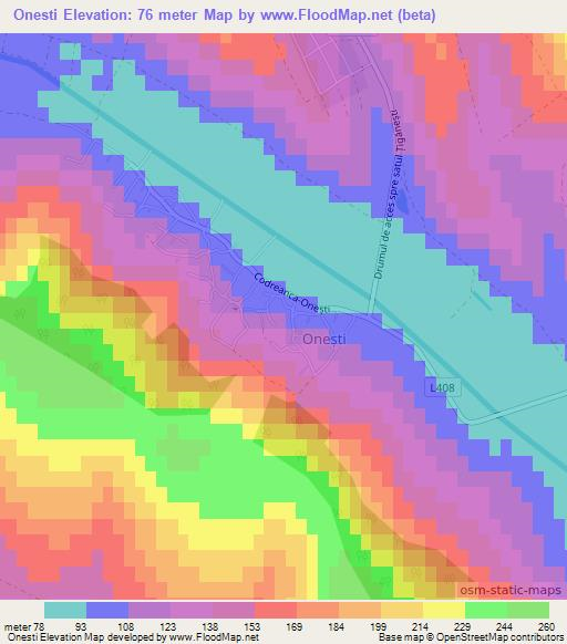 Onesti,Moldova Elevation Map