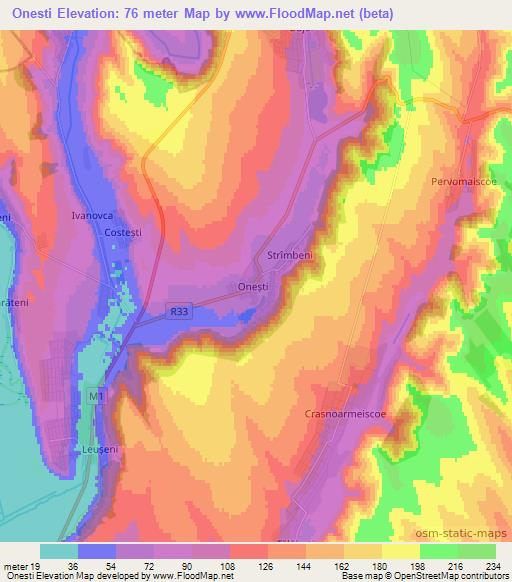 Onesti,Moldova Elevation Map