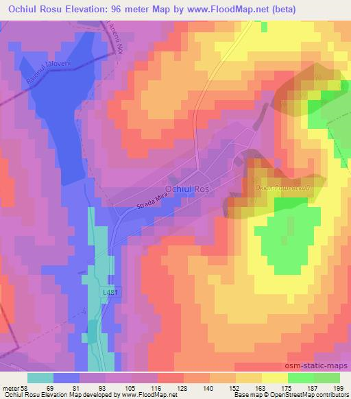 Ochiul Rosu,Moldova Elevation Map