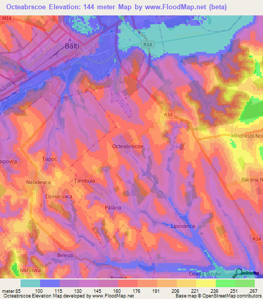 Octeabrscoe,Moldova Elevation Map