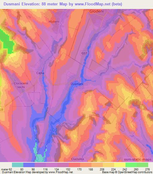 Dusmani,Moldova Elevation Map