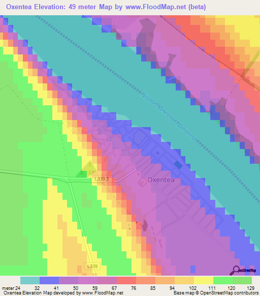 Oxentea,Moldova Elevation Map