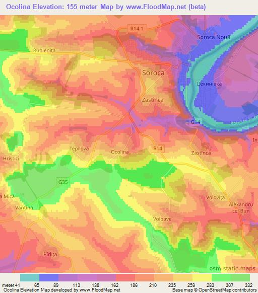 Ocolina,Moldova Elevation Map