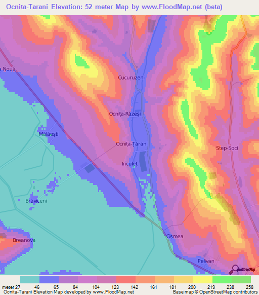 Ocnita-Tarani,Moldova Elevation Map