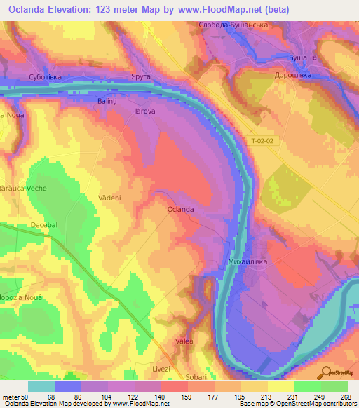 Oclanda,Moldova Elevation Map