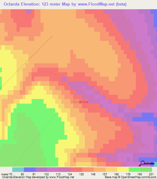 Oclanda,Moldova Elevation Map