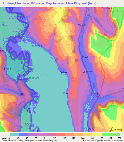 Obileni,Moldova Elevation Map