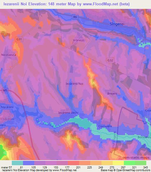 Iezarenii Noi,Moldova Elevation Map