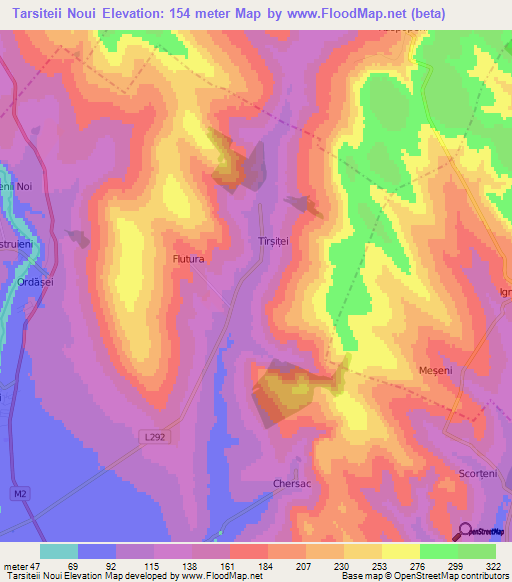 Tarsiteii Noui,Moldova Elevation Map