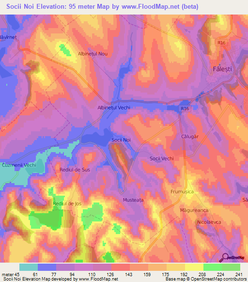 Socii Noi,Moldova Elevation Map