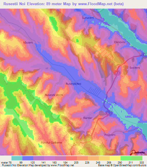 Rusestii Noi,Moldova Elevation Map