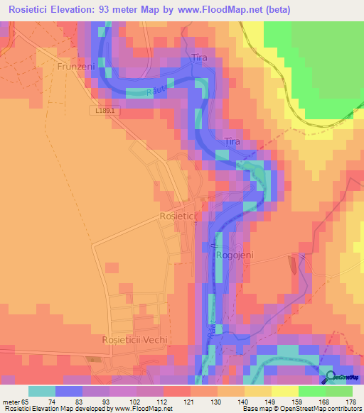 Rosietici,Moldova Elevation Map