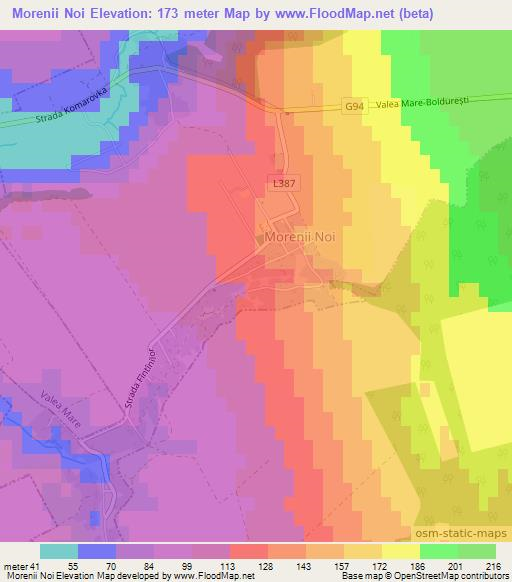 Morenii Noi,Moldova Elevation Map