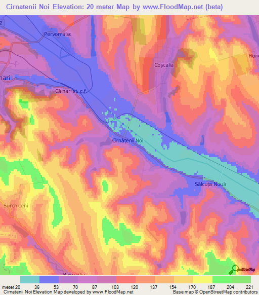 Cirnatenii Noi,Moldova Elevation Map