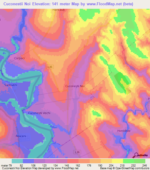 Cuconestii Noi,Moldova Elevation Map