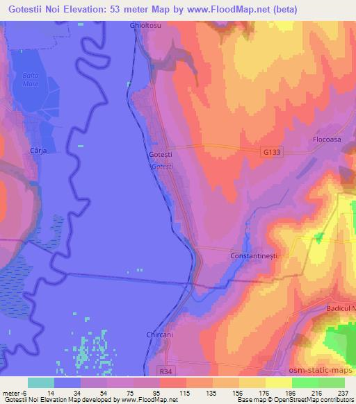 Gotestii Noi,Moldova Elevation Map